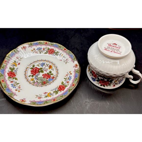 ￼Vintage Rosina Queens Bone China, Demitasse Teacup Cup Saucer Flowers Of Amaran - Picture 7 of 16